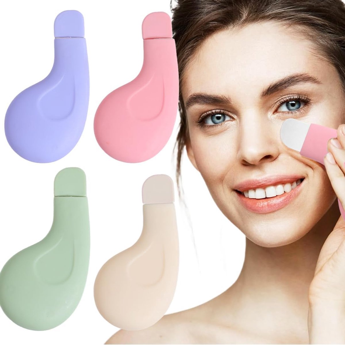SnelShoppen - 4-delige Blackhead Remover Set - Zwartehoofden Verwijderaar - RVS & Silicone - Effectieve Reiniging - Schoonheidsaccessoires
