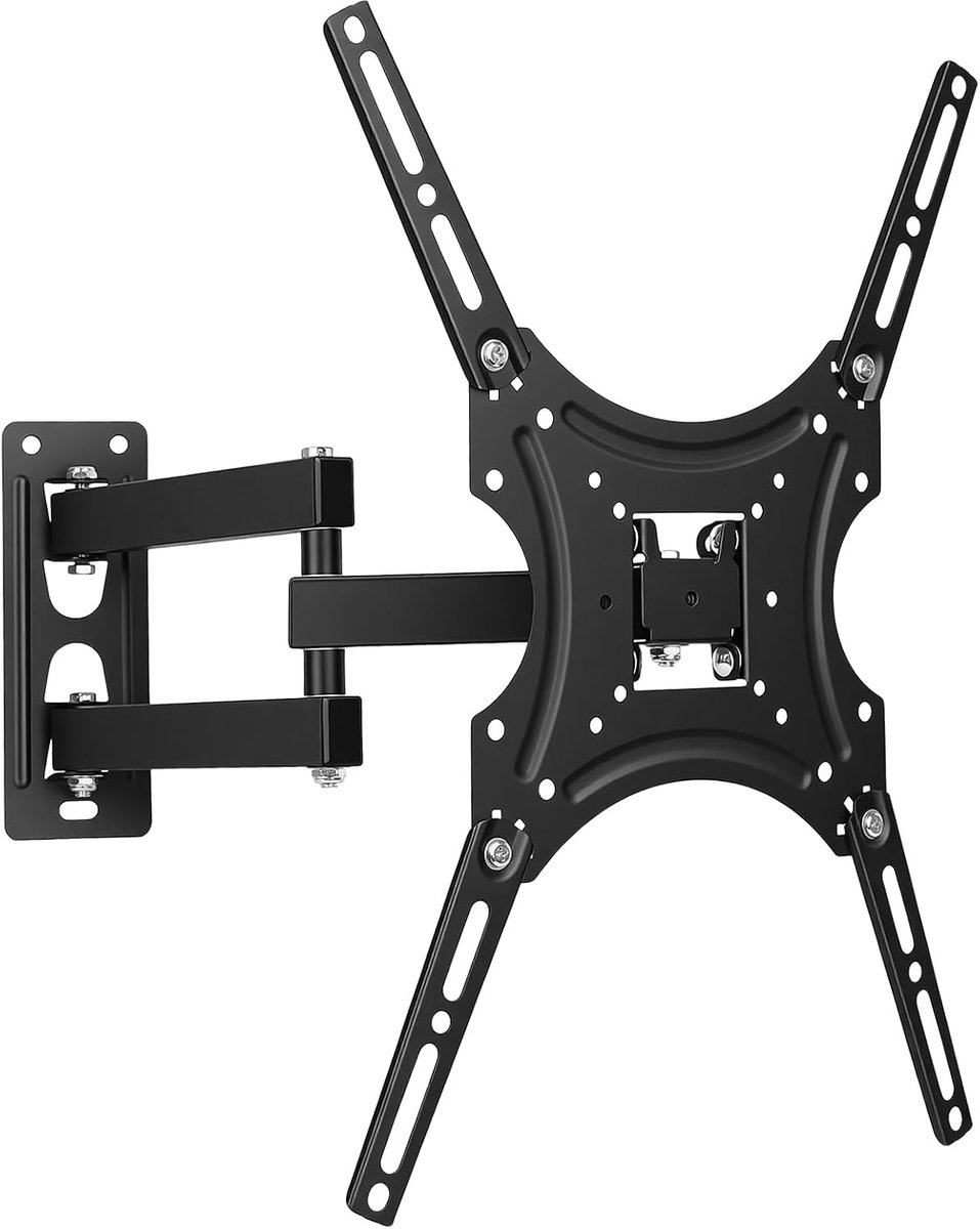 SnelShoppen - TV muurbeugel draaibaar 32-55 inch, uitschuifbaar en kantelbaar, VESA max. 400x400 mm, sterk staal voor platte en gebogen schermen, schr