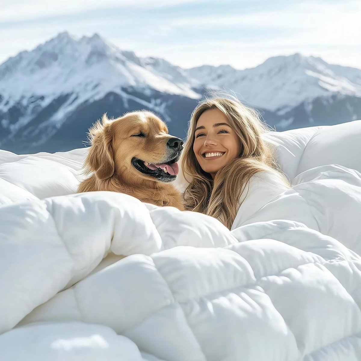 SnelShoppen - Luxe Down Duvet 200x200 cm | 90% Dons & 10% Veren | Allergievriendelijk | 100% Katoen | Oeko-Tex | 1400 g Vulling | Wit | Voor Elk Seizo