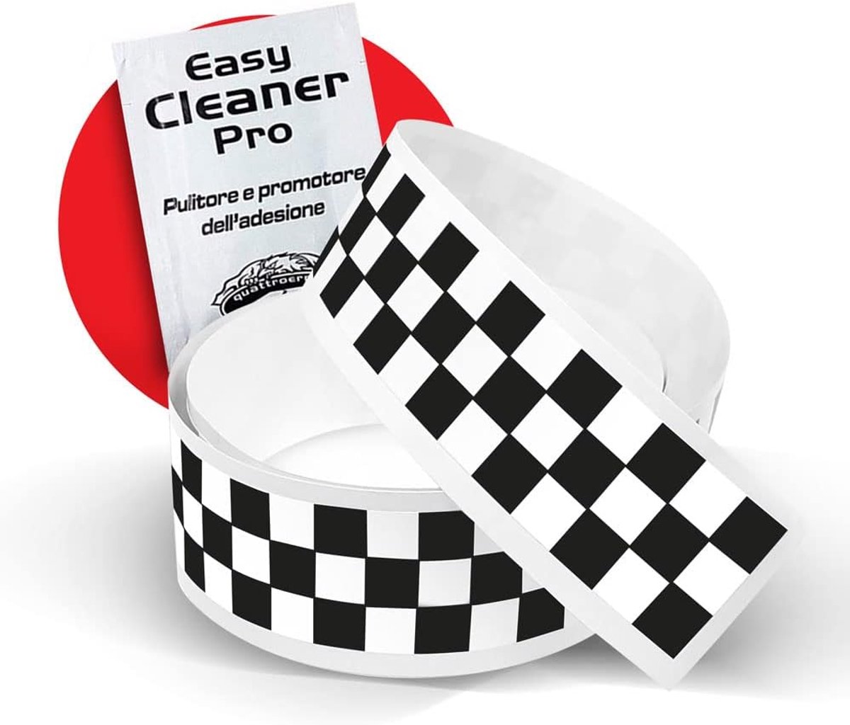 SnelShoppen - Checkered Adhesive Strips - 5x99 cm - Wit/Zwart - Vinyl - Voor Motor, Auto, Helm & Accessoires - Weerbestendig en Vormbaar