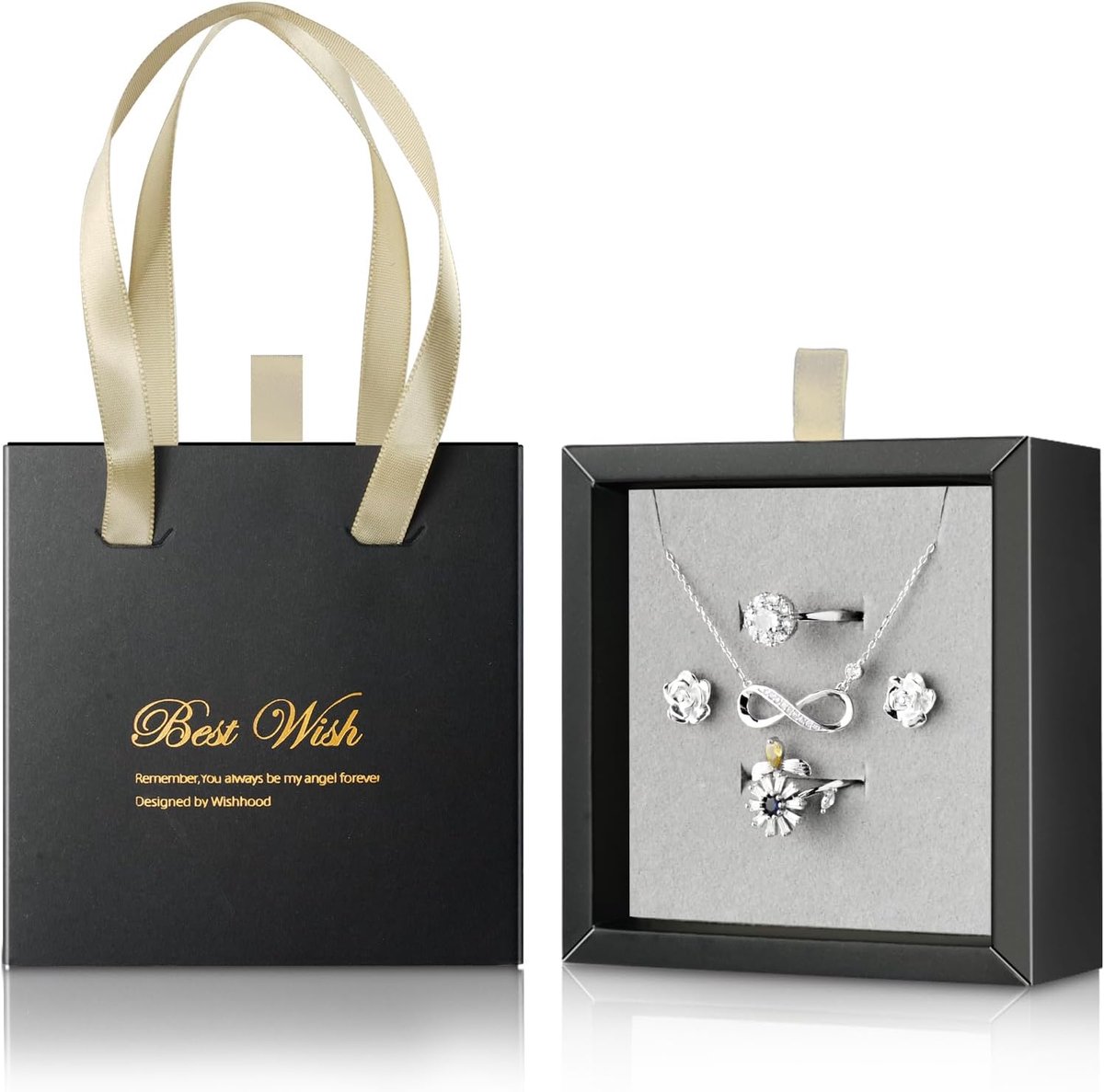 SnelShoppen - Aucuu Portable Drawer Box Sieraden Opbergdoos Zwart met Gouden Stempeling - Perfect voor Verjaardagen, Feesten en Organisatie