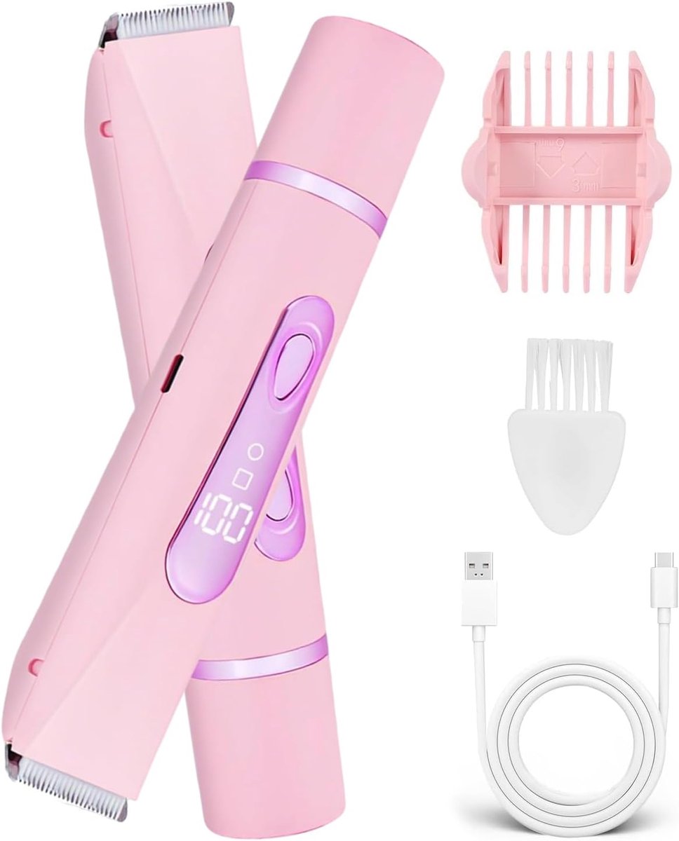 Thijox - Scheerapparaat voor Dames 2-in-1 Elektrisch Dual Head, IPX7 Waterdicht, USB Oplaadbaar, LCD-Scherm, Bikini-Trimmer en Epilator voor Gezicht,