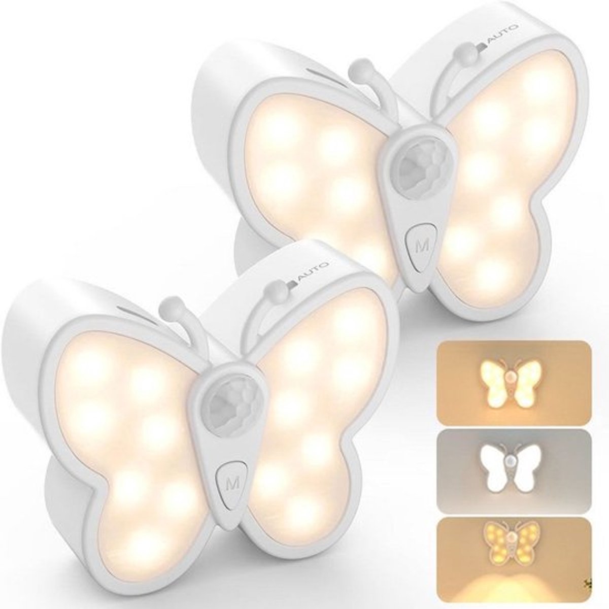 2 LED-wandlampen, LED-nachtlampjes, spotjes, nachtlampjes, wandlampen met bewegingssensoren