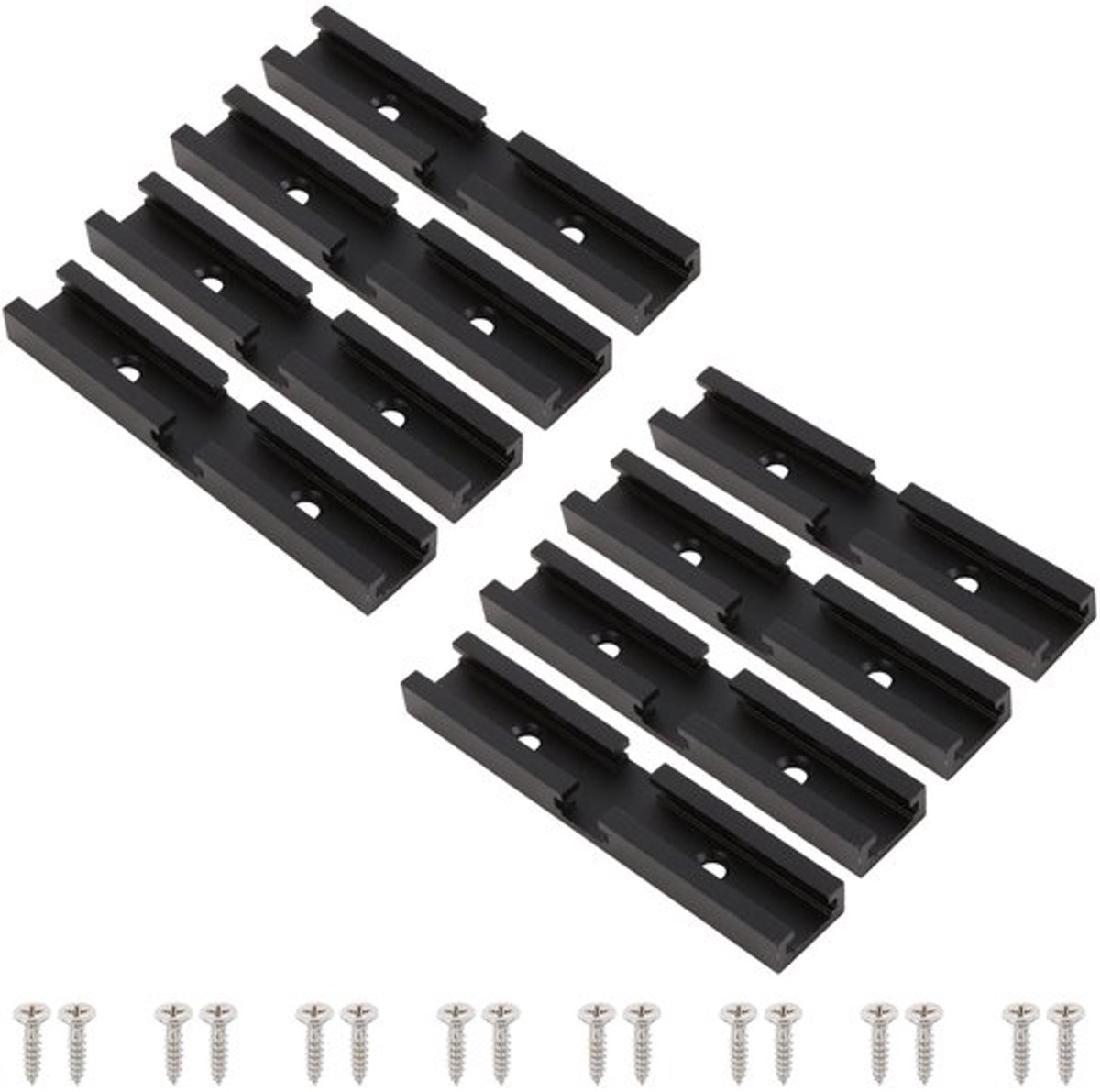 8 Stuks T-Track Kruising voor Houtbewerking met Schroeven, Dubbele Snede Jig Profiel Universele T-Tracks Zwart