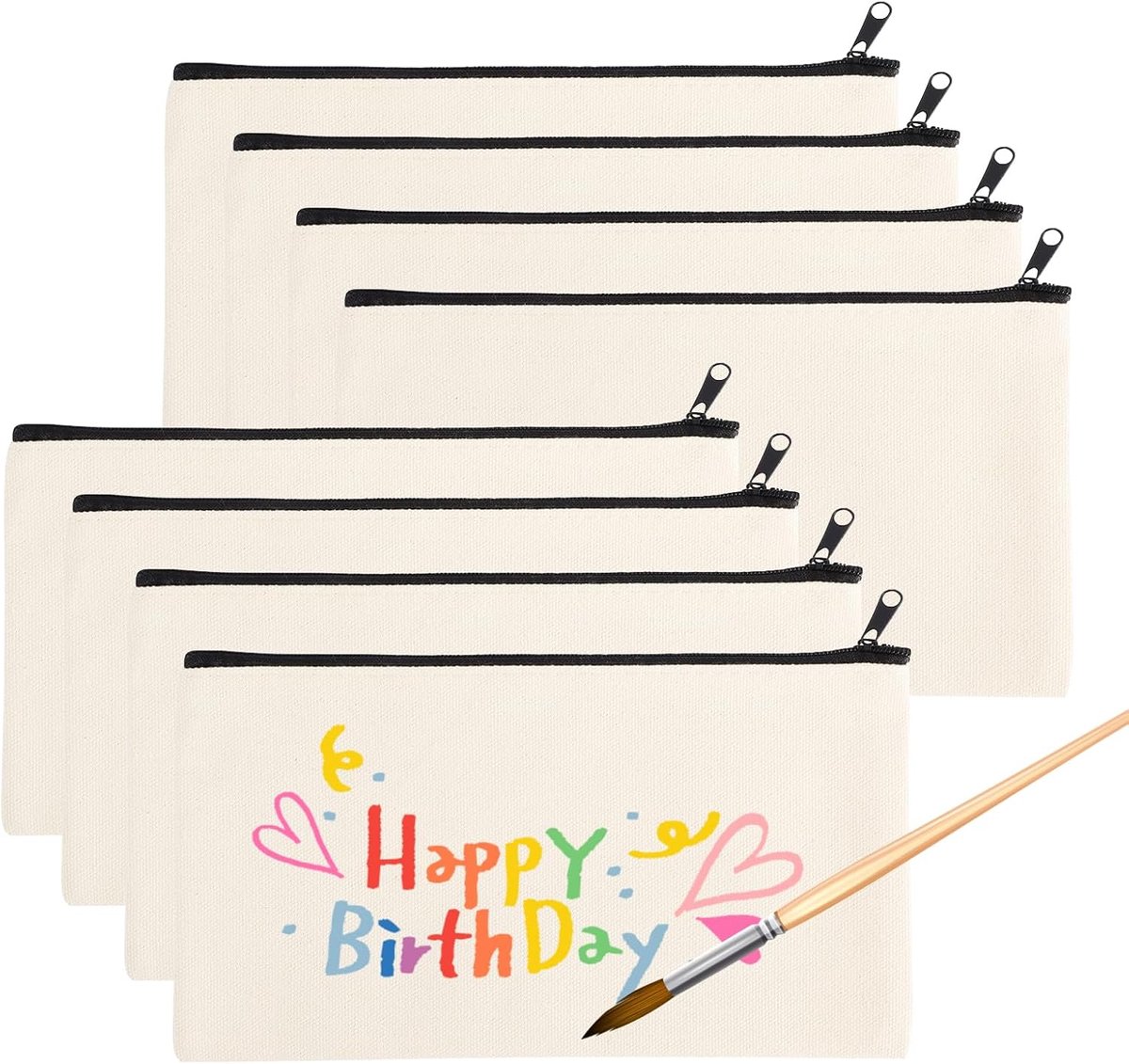 Thijox - DIY blanco reisetui van stof om te schilderen, make-uptas, tekentas voor kinderen, schooltas, 21 x 12 cm, ideaal voor werk, school, reizen, c