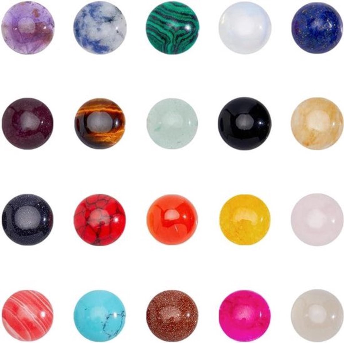 Natural Cabochon Gemstone 12mm - Set van 40 stuks - Half Round Dome Flatback Quartz Stone voor Sieraden Maken - DIY Craft Handgemaakt