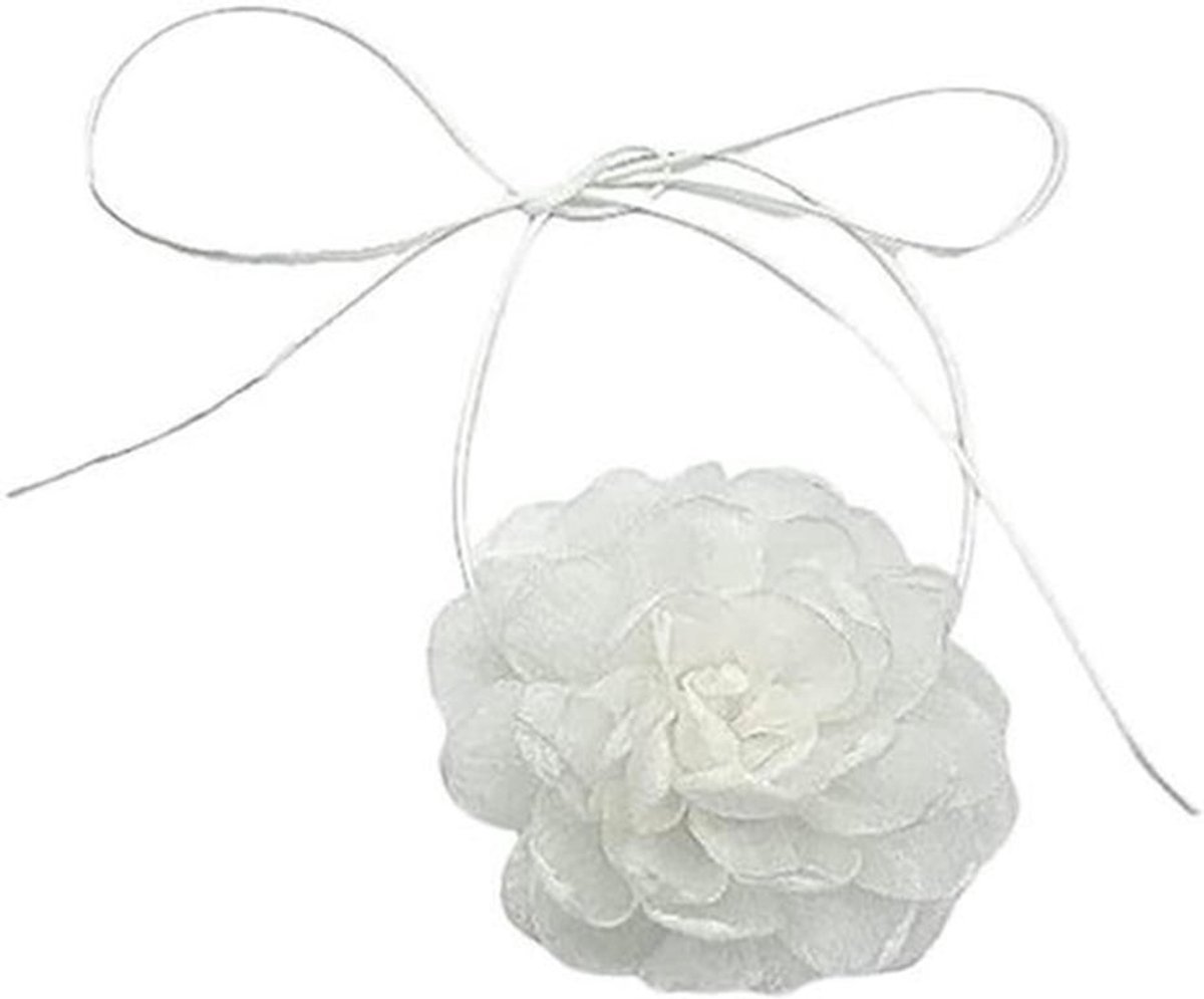 Retro Camellia Flower Choker Necklace | Vintage Fabric Floral Collar voor Vrouwen Meisjes | Lange Riem Satijn Lint Kraag Choker | Kostuum Feest Prom Mode Sieraden Cadeau