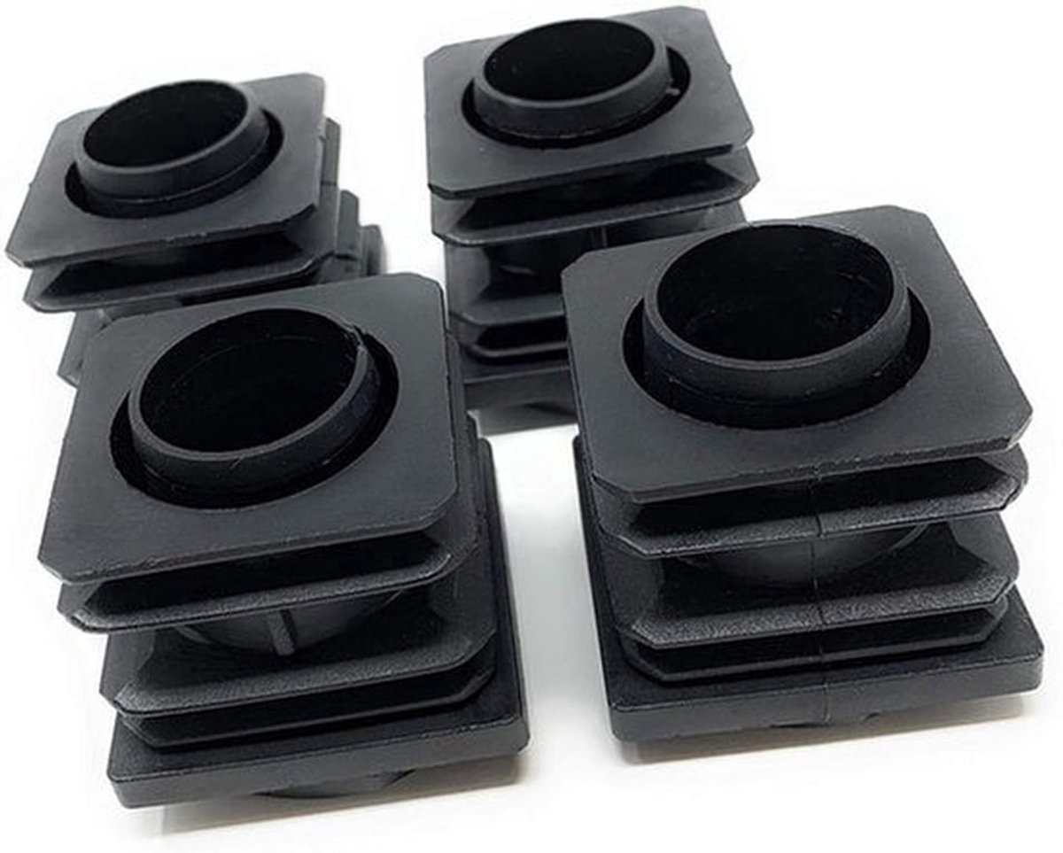 4 x Vierkante Buisstoppen 60 x 60 mm - Afstelstoppen met Lamellen