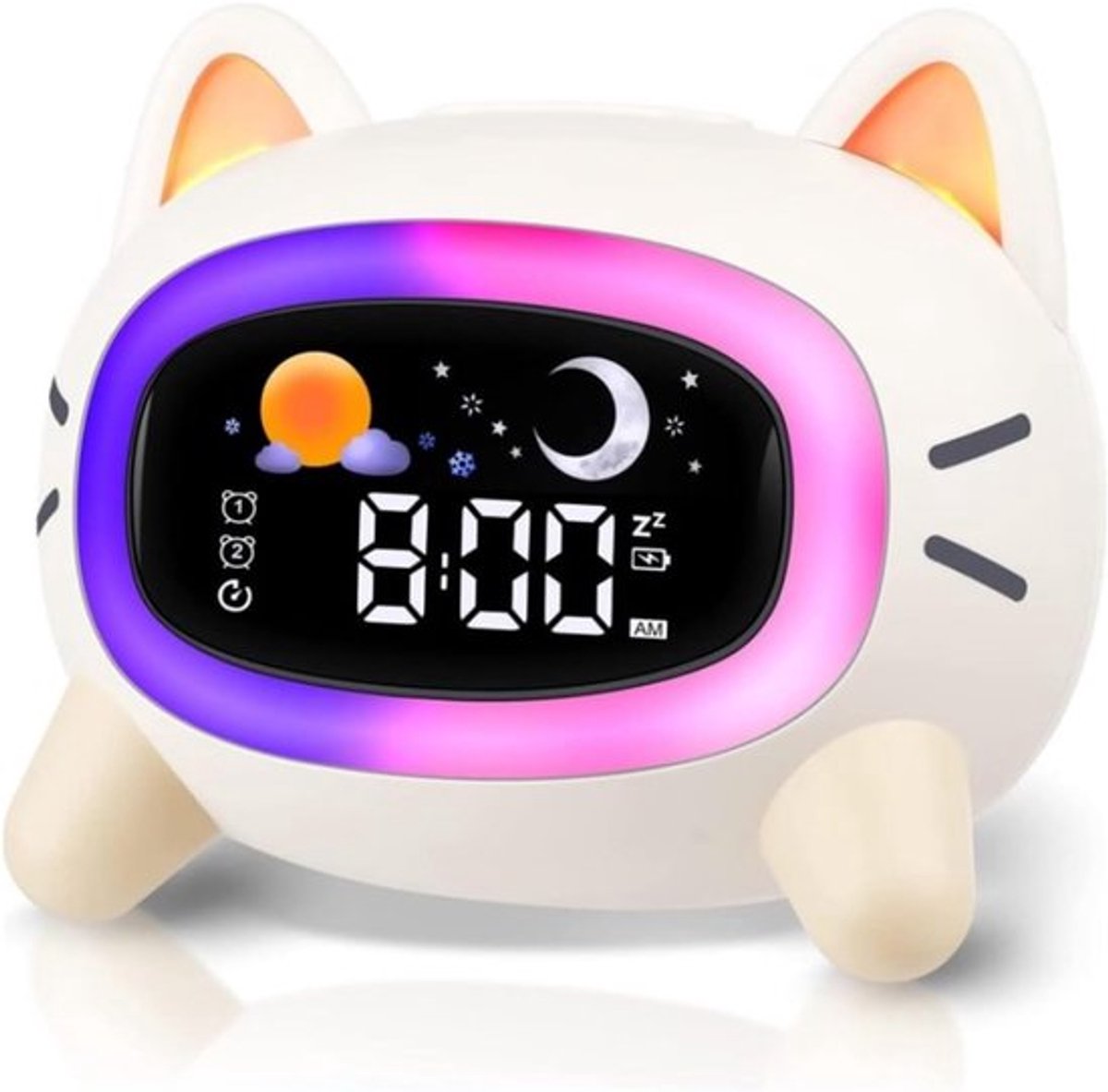 Wekker - Digitale Wekker - Wekkers Digitaal - Digitale Klok - LED - Slaapkamer - Geschikt voor kinderen, kan worden gebruikt tijdens slaaptraining en geluidsontwaking verjaardagstafelklok - kat