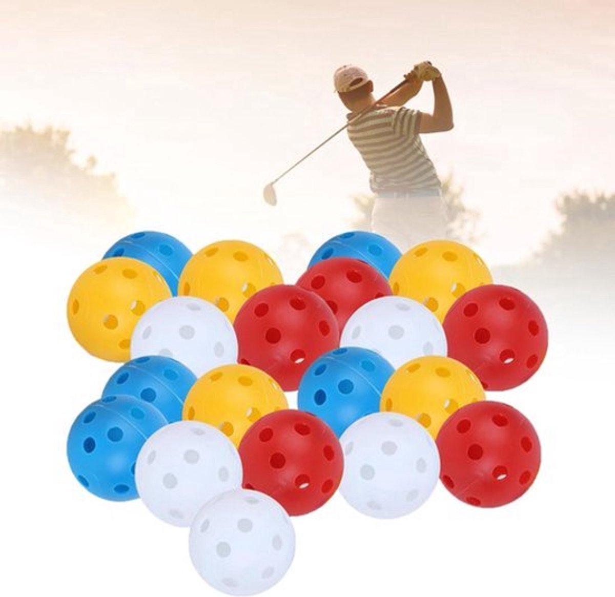 Hollow20 Stks Gemengde Kleur Plastic Luchtstroom Holle Training Golfbal Indoor Sport Praktijk Golf Accessoires