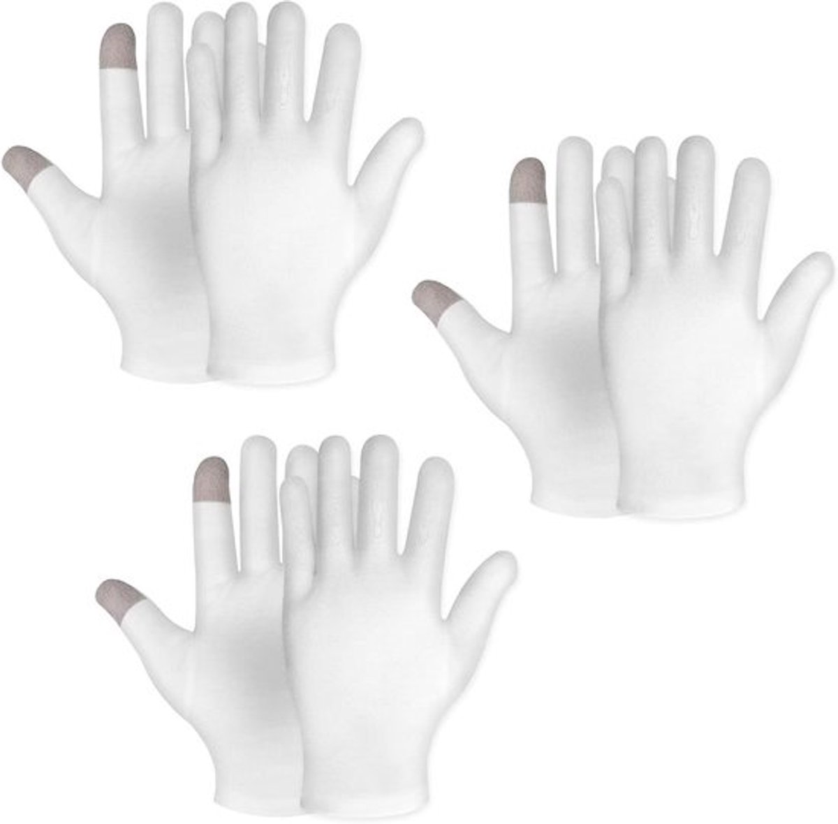 Touchscreen Handschoenen Set van 3 stuks | Wit Katoen | Hydraterende Handschoenen voor 's Nachts | Eczeem Behandeling | Hand Spa Lotion Handschoenen | Reparatie van Droge en Gebarsten Handen