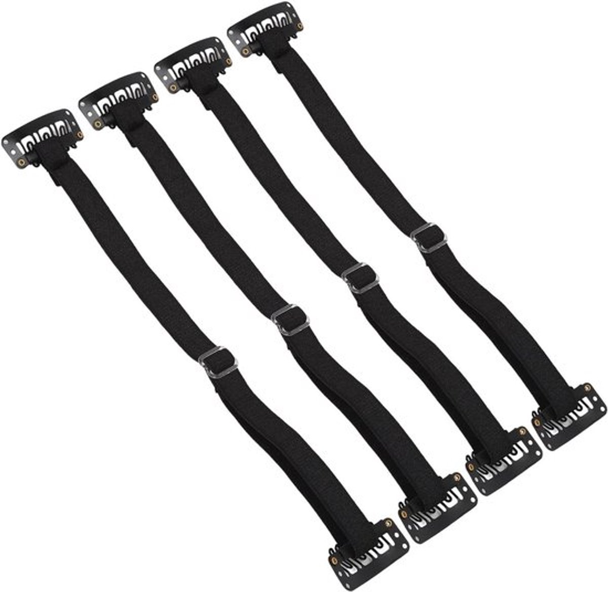 Faceliftband, eenvoudig te gebruiken, goede stevigheid, oogrimpelband, nylonriem, herbruikbaar, verstelbaar, 4 stuks voor gezichtsvorm (zwart)