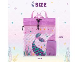 SnelShoppen - WAWSAM Zeemeermin Gymtas met Trekkoord - Violette Sporttas voor Kinderen, Perfect voor Gym, Zwemmen en Feestjes, Ruim en Stevig Materiaa