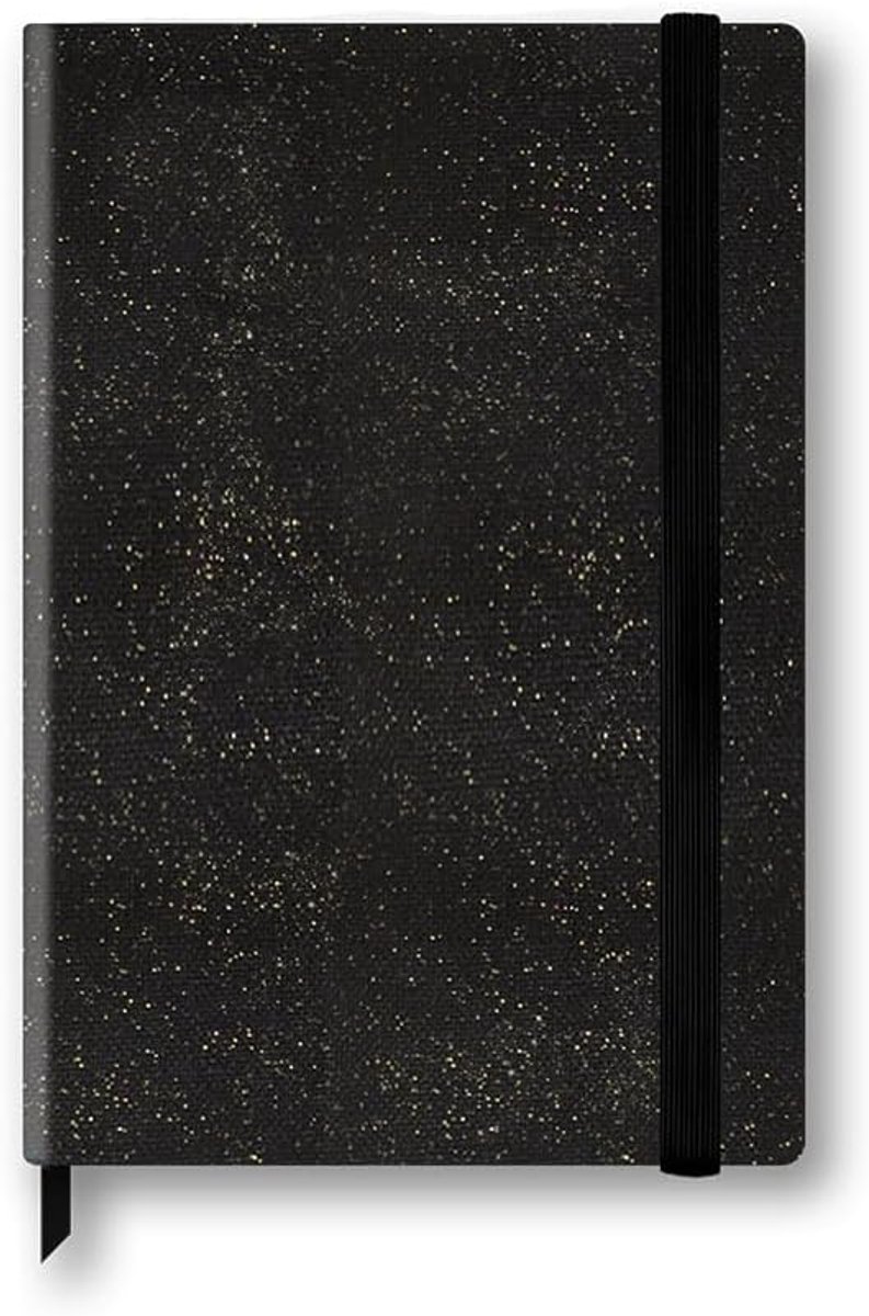 SnelShoppen - Glittered A5 Notitieboek met Vaste Omslag, Ivoorkleurig Lijnenpapier, Bladwijzers, Elastiek en Vouwtas voor School, Kantoor of Creatieve