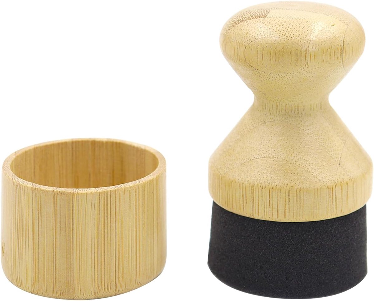 SnelShoppen - Snijplank Olie Applicator met Deksel, Wax Applicator Borstel met Bamboe Handvat, Blok Conditioner Spons Olie Borstel voor Houten Spatel,