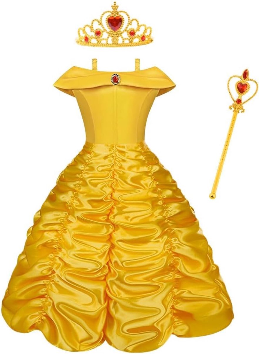 SnelShoppen - Prinsessen Kostuum Meisjes - Anna Jurk met 2 Accessoires - Luxe Feest Kostuum voor Kinderen - Perfect voor Verkleedpartijen en Carnaval