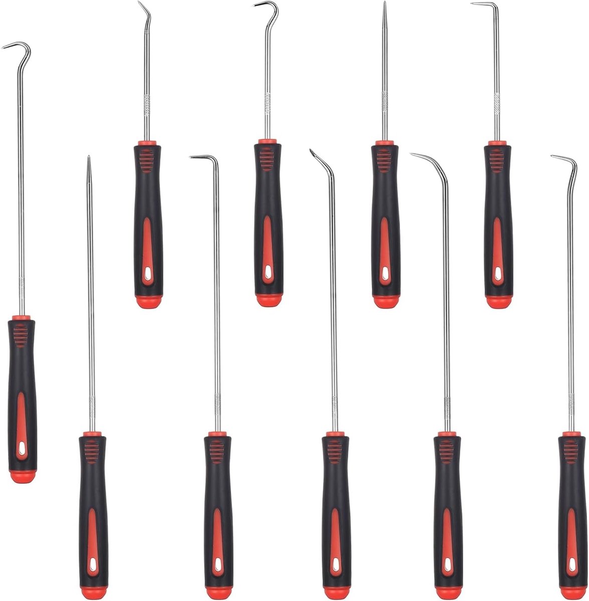 SnelShoppen - 10-delige Precisie Haak- en Trekset, 24cm/16.5cm Universele Rood Staal O-Ring Trekker, Auto Demontage Gereedschap voor Werkplaats en Gar