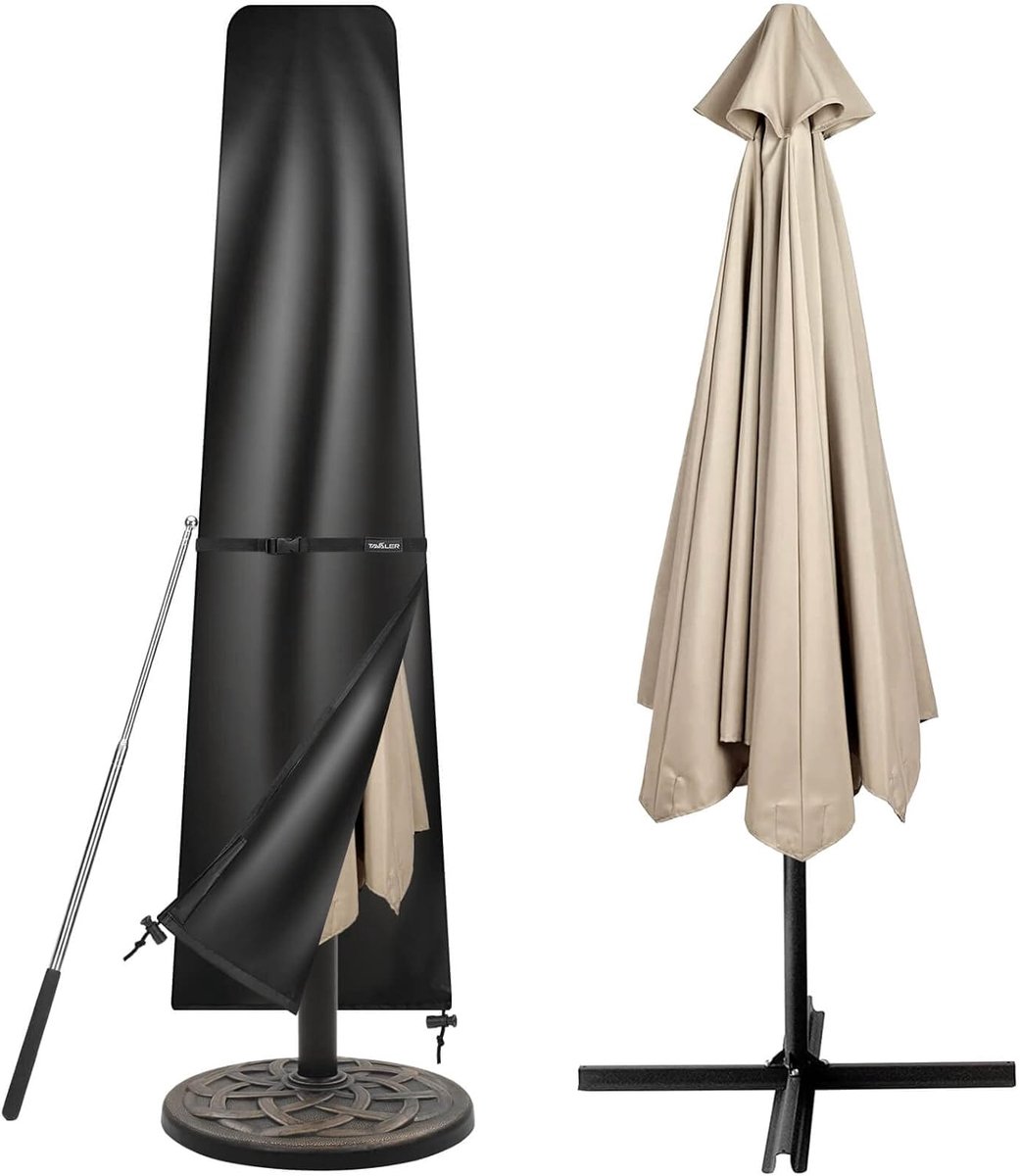 SnelShoppen - 3-4 m Parasolhoes - Beschermhoes voor Parasol met Stok - 420D Oxford Weerbestendig, UV-bestendig, Wind- en Sneeuwbestendig - 240x57/57 c