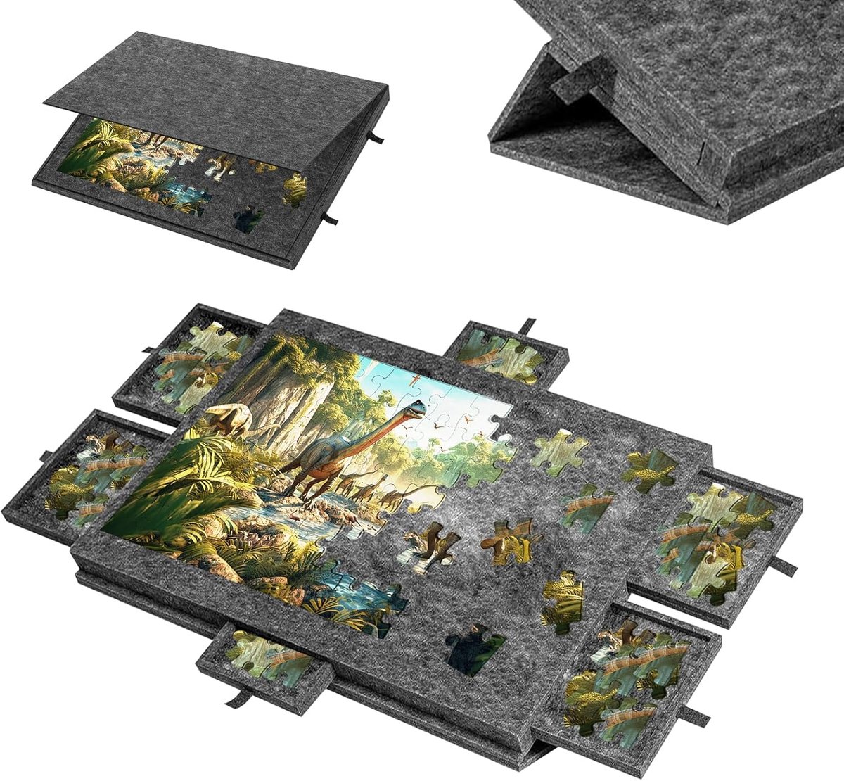 SnelShoppen - Puzzeltafel voor 1500 Stukken, 2-in-1 Puzzle Board met 6 Lades, Verstelbare Stand en Beschermhoes, 90 x 63 cm