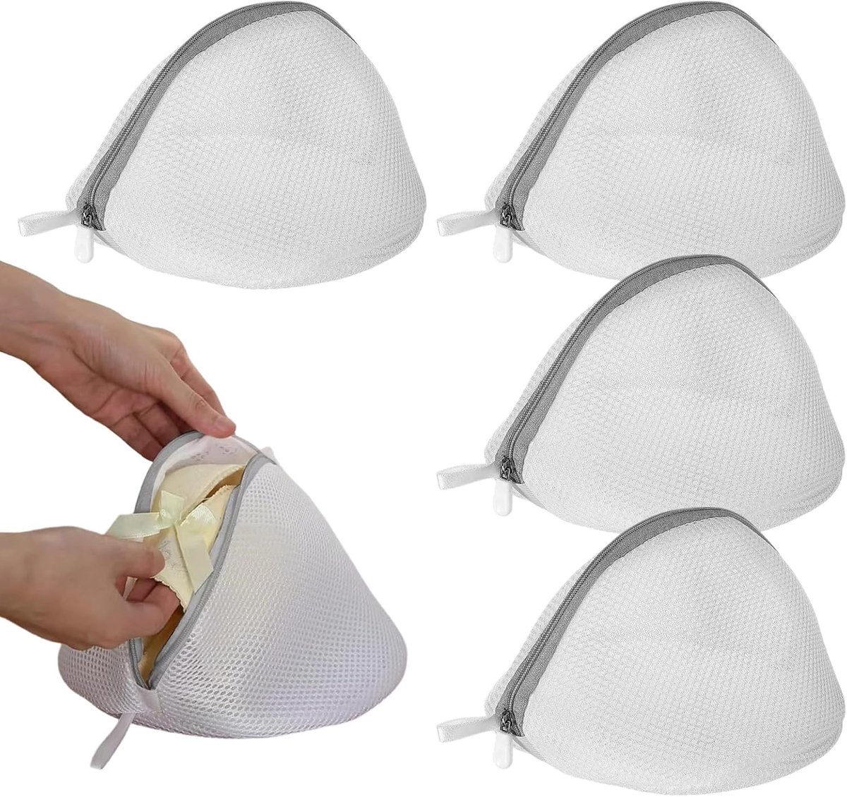 SnelShoppen - Set van 4 BH Wasnetten - Herbruikbare Waszakken voor BH's, Ondergoed en Delicate Kleding - Stevig en Duurzaam - Ideaal voor de Wasmachin