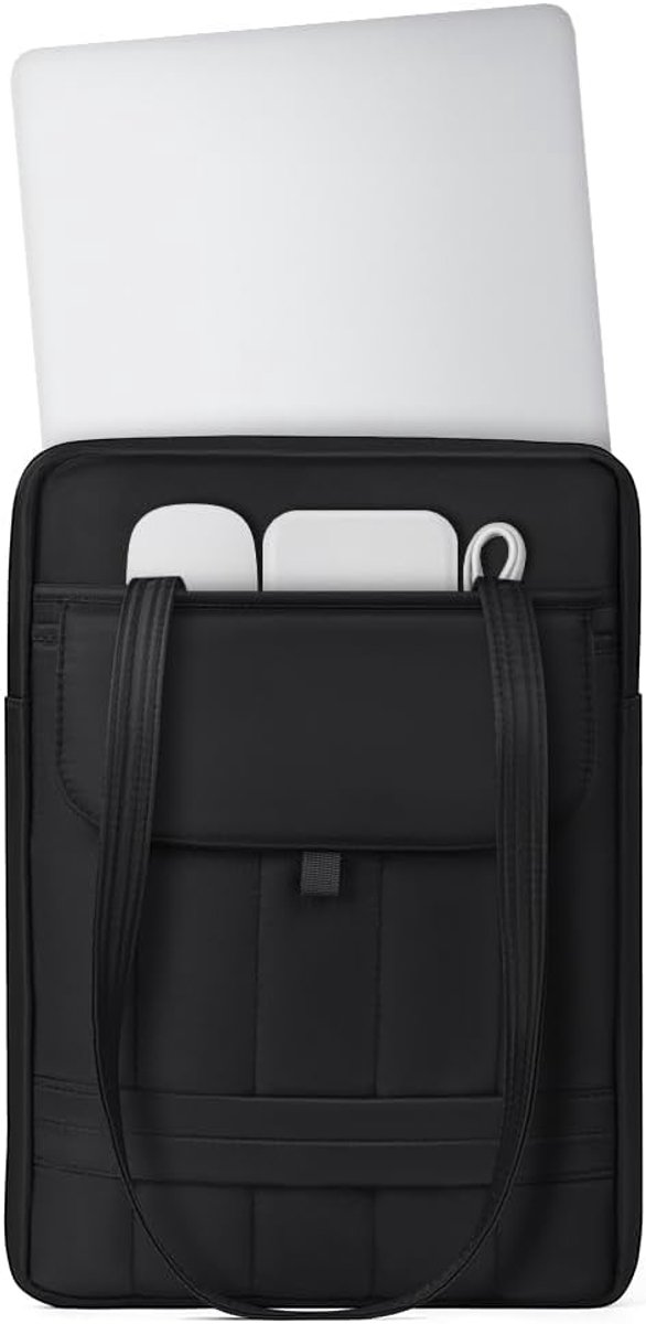 SnelShoppen - Zwarte Laptop Tas 13/14 Inch, Waterafstotend, Geschikt voor Ultrabooks, MacBook, iPad, Surface en Meer, Premium Materiaal, Ideaal voor W
