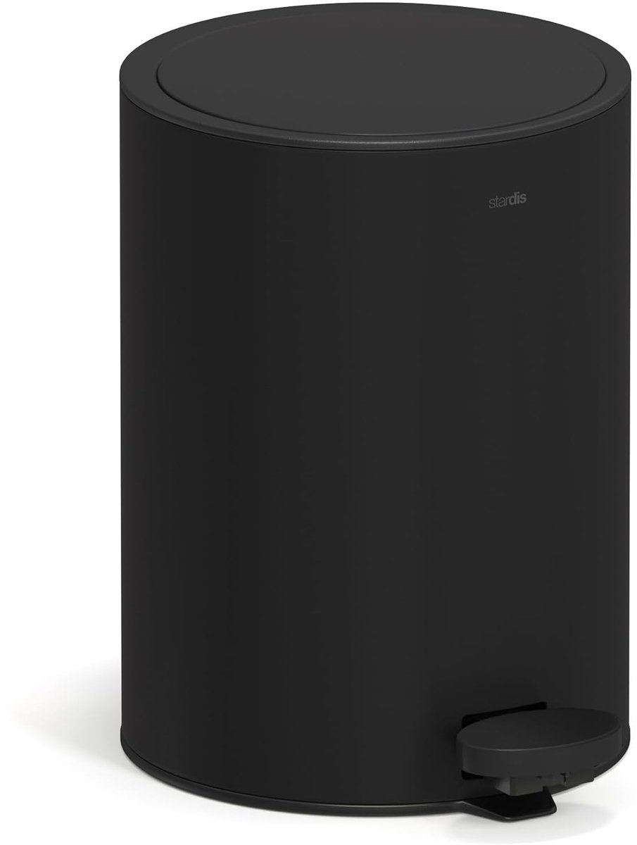 SnelShoppen - Pedal Bin 3 Liters RVS Zwart, Soft Close Mechanisme, Stil Sluitend, Met Binnenemmer, Afvalbak voor Badkamer en Keuken