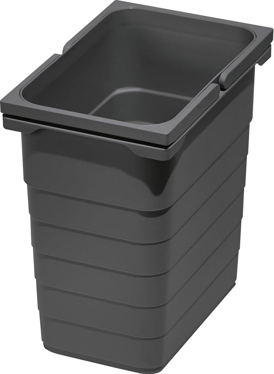 SnelShoppen - 8 Liter Afvalbak met Handvatten - Donkergrijs Plastic Afvalcontainer voor Keuken, Tuin, Feest en Camping