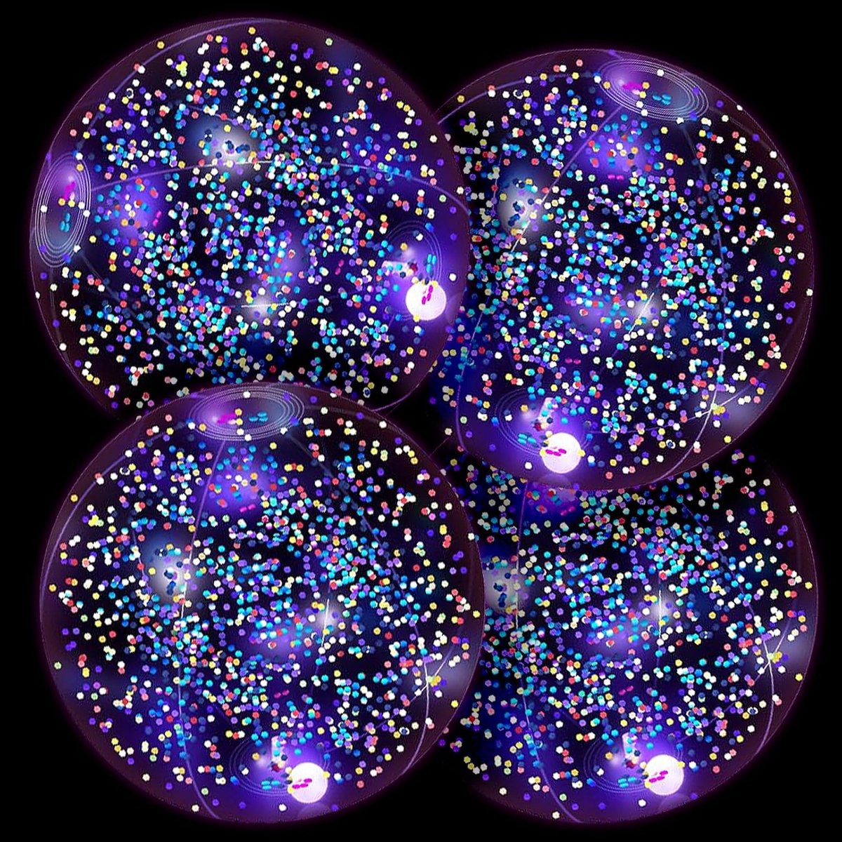 SnelShoppen - 4 Stuks Opblaasbare Glitterende Strandballen, LED Poolballen met Transparante Sequenties, Voor Zomer Feest, Zwembad, Kinderen, Strand