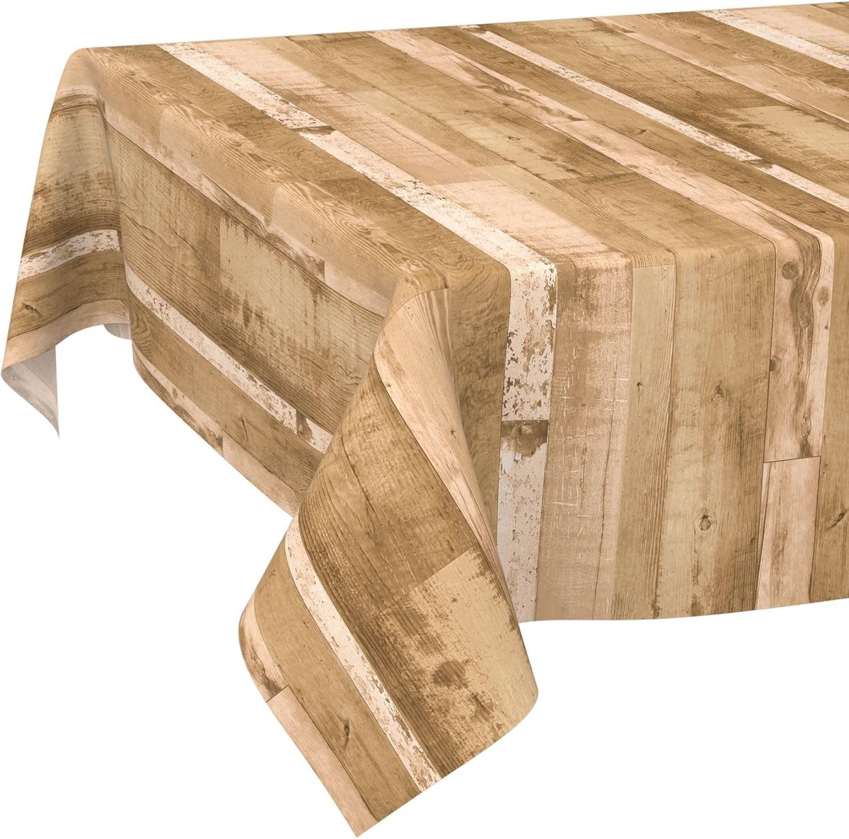 SnelShoppen - Elegante Oliekleden Houten Tafelbeleg Beige Bruin 240x140 cm - Wasbaar, PVC Gecoat, Geschikt voor Binnen en Buiten, Tuin, Keuken, Feeste