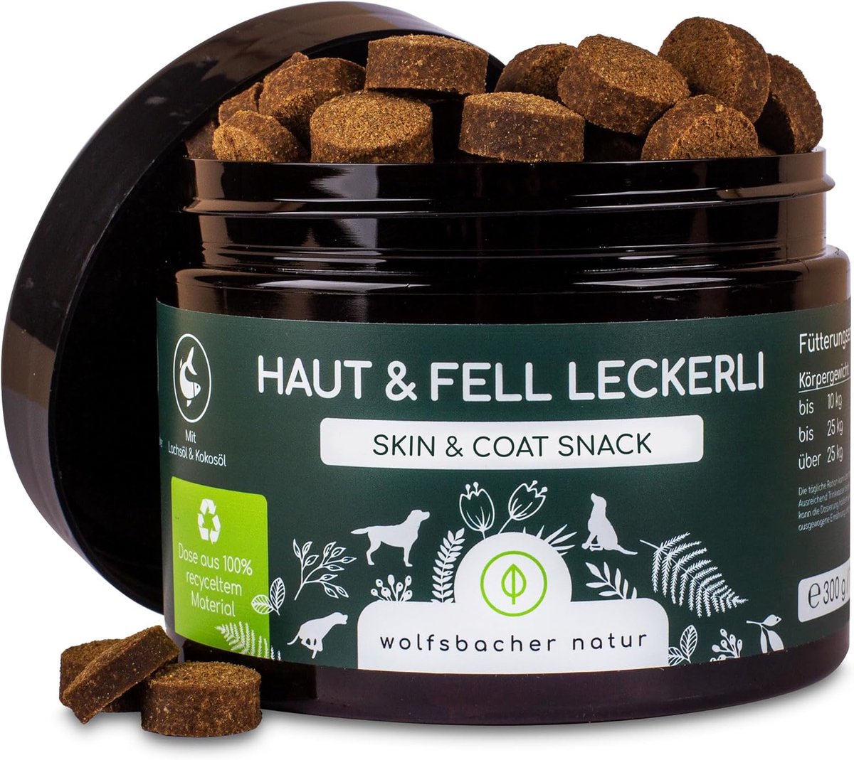 SnelShoppen - Skin & Coat Snacks voor Honden - 125 Natuurlijke Treats tegen Jeuk & Schilfers - Omega 3 & 6 uit Zalmolie & Kokosolie - Voor Glanzende V