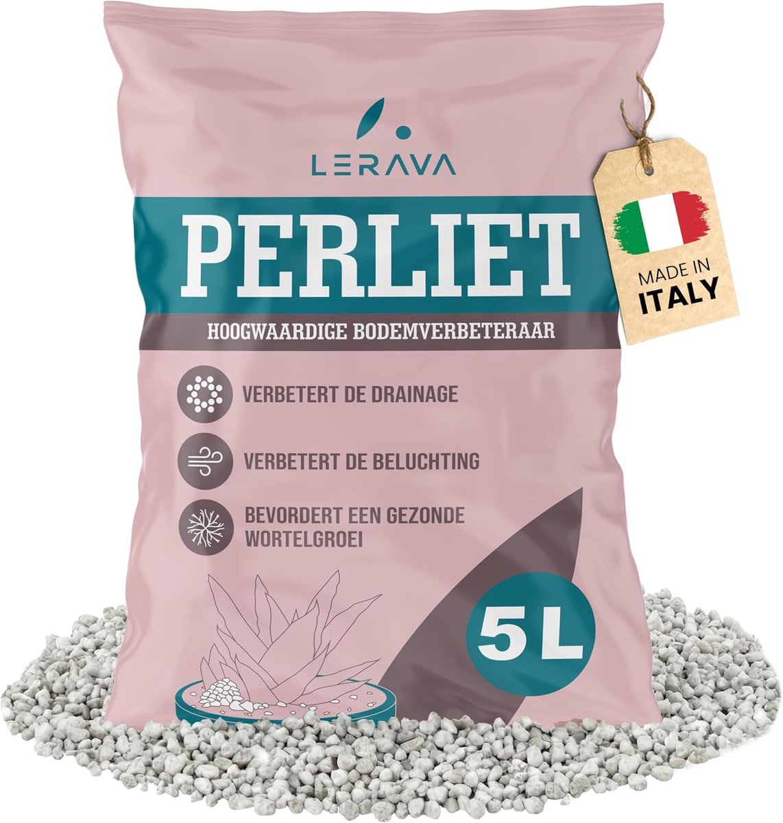 SnelShoppen - Perlite 5L - Bodemverbetering voor optimale drainage en beluchting - Natuurlijke vulkanische steen - pH-neutraal en milieuvriendelijk vo