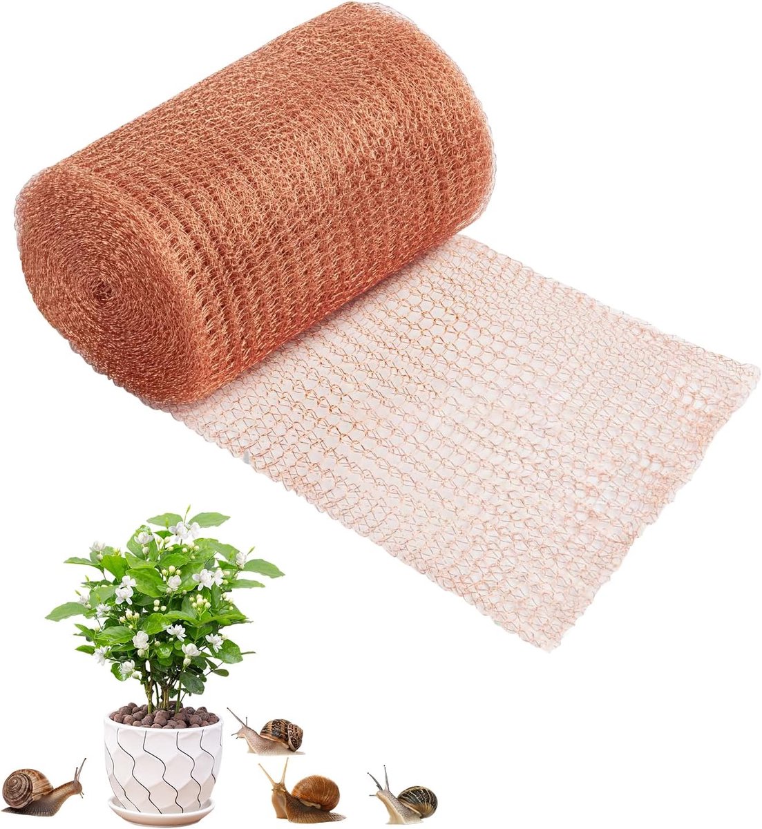 SnelShoppen - Kopernet tegen Slakken, 127 mm x 6 m, Tuin Bescherming, Rol Koper Net voor Planten, Dieren Afschrikking, Tuinaccessoires