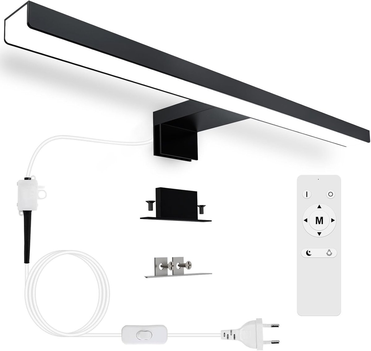 SnelShoppen - Badkamerspiegel verlichting 40 cm 12W dimbaar met afstandsbediening, IP44 waterdicht, 3 kleurtemperaturen, Aluminium, 1200 Lumen, voor b