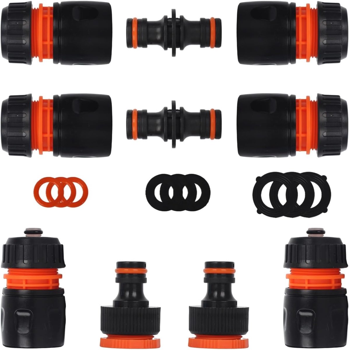 SnelShoppen - Tuinslang Koppeling Set - 10 Stuks - Slangadapter Fittingen Kit - 4 End Quick Connectors - Waterstop Connectoren - Dubbele Mannetjes Sla