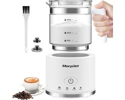 SnelShoppen - Morpilot Elektrische Melkopschuimer 500ml, 600W, 4-in-1 Melkopschuimer voor Heet en Koud, Vaatwasserbestendig, Visueel Glas, Latte Desig