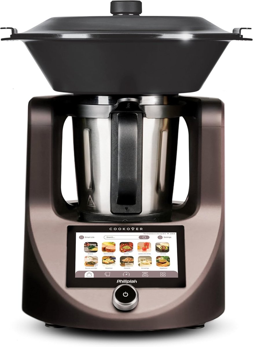 SnelShoppen - C-01 Multifunctionele Keukenrobot Cookover - Bruin - Perfect voor Soepen, Taart, Cocktails, Sauzen en Sappen - Inclusief Recepten App