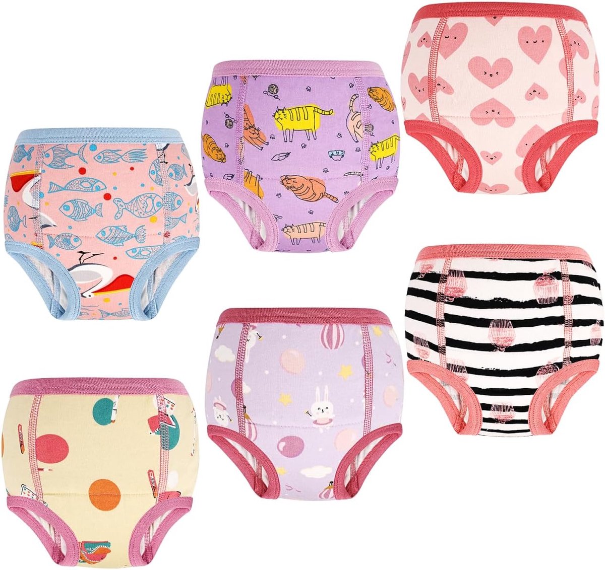 SnelShoppen - Baby Training Pants 6 Stuks - Absorberende Onderbroeken voor Kinderen Meisjes - Katoen en TPU - Ideaal voor Zindelijkheidstraining - 6 J