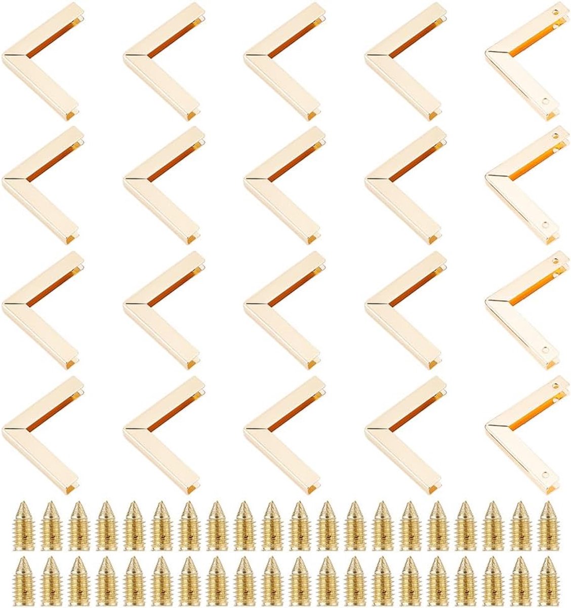 SnelShoppen - 20 Sets L-vormige Gouden Hoekbeschermers voor Tassen, Metalen Hoekbeschermers voor Tasranden en Bodem, Ideaal voor Tasontwerp en Decorat