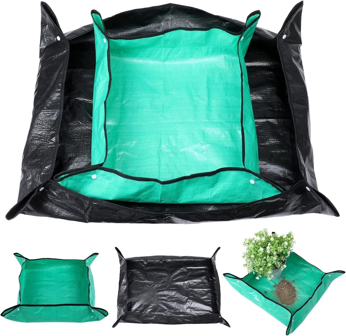 SnelShoppen - Plant Mat Set van 2 - Waterproof Tuinmat en Verplantingsmat voor Potgrond - Ideaal voor Binnenplanten en Tuinwerk - 66x66 cm Groen + 100