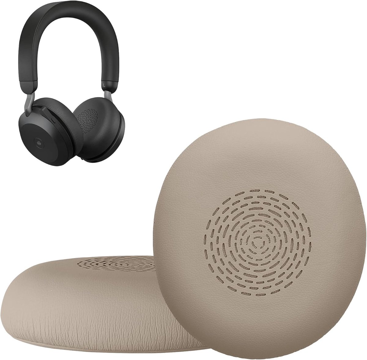 Thijox - 2x Oorkussens voor Jabra Evolve 2 75 - Comfortabele Earpads van Kunstleer en Schuim in Goud - Perfect voor Werk, Thuis, en Op Reis