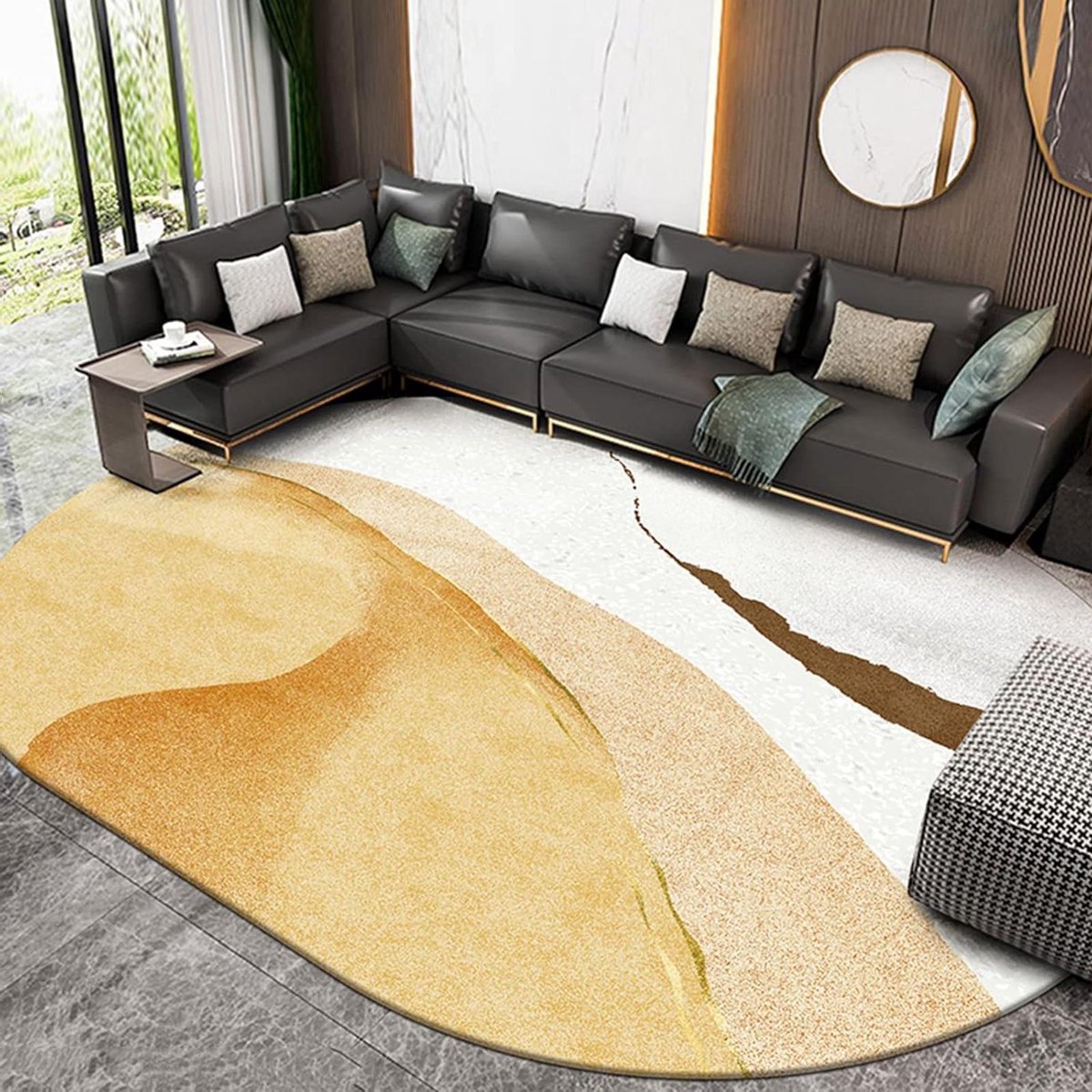 Vloerkleed Oosters Tapijt - Accentkleed Sierkleed - Huis Decoratie - Antislip Wasbaar - 60 x 120 cm - Geel Goud