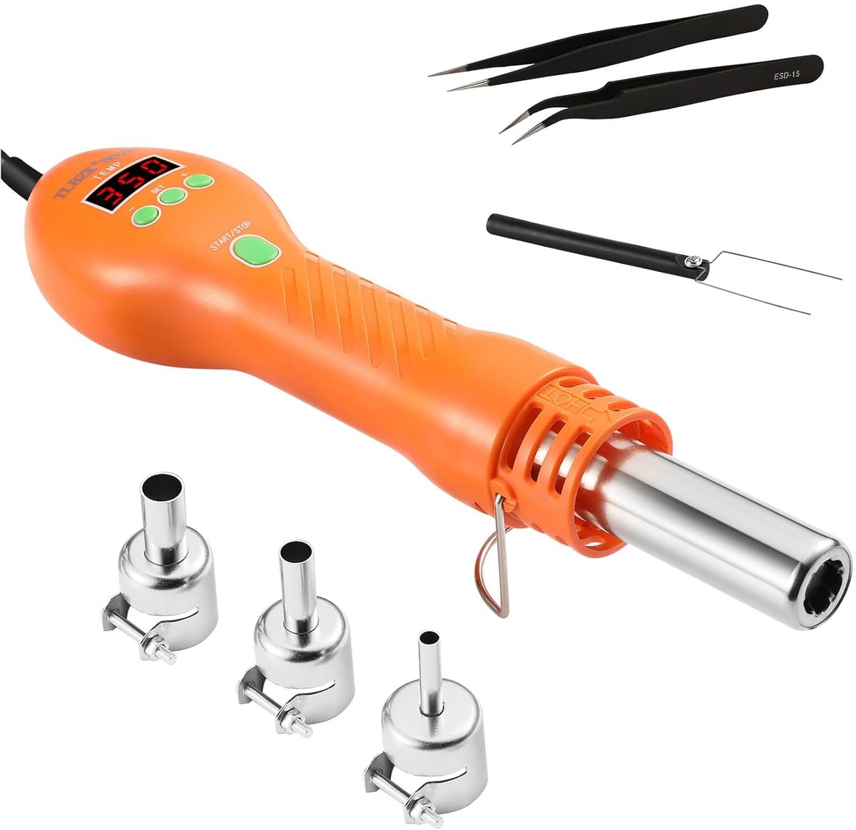 Thijox - 8028 Draagbaar Heteluchtstation, Digitaal Heteluchtpistool met Sproeiers, SMD-Desoldeerpistool met °C/°F Conversie voor Elektronica, Reparati