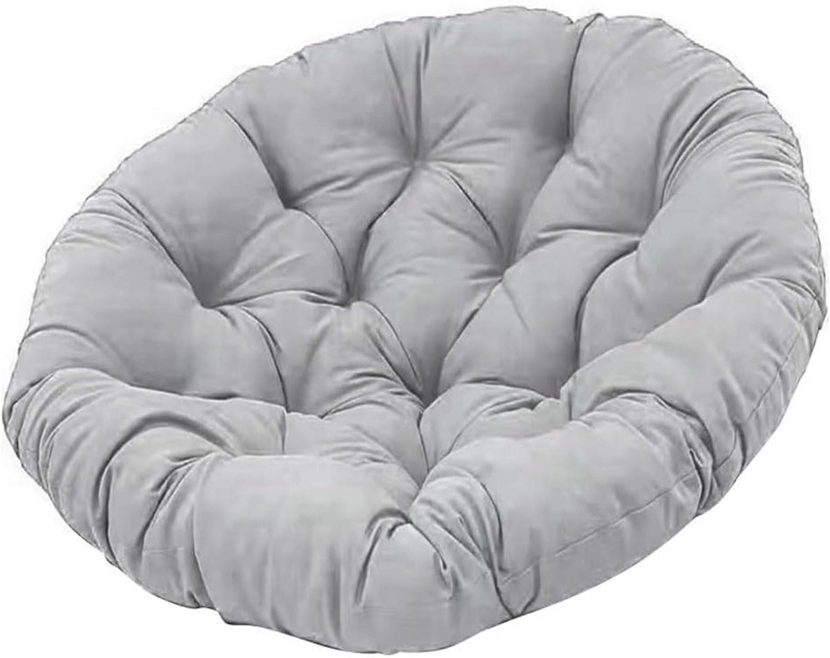 Loungestoelkussen Rond - Schommelstoelkussen Buiten - Comfortabel Ontspannen - Volledig Gevuld Katoen - 80x80cm - Grijs