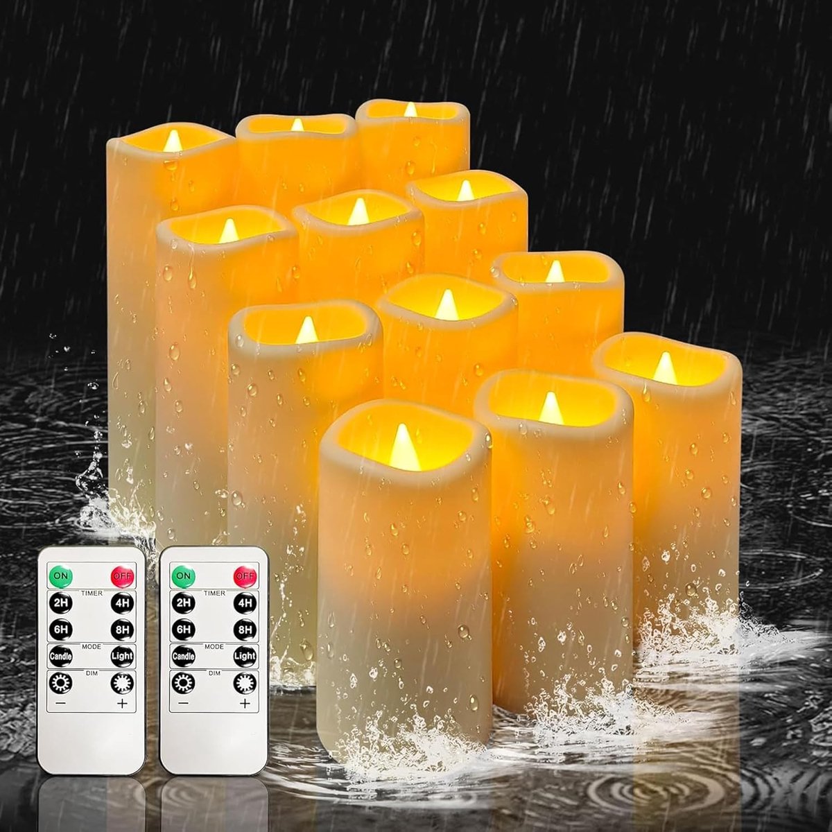 SnelShoppen - 12 Stuks Vlamloze LED Kaarsen - Waterdicht, Flikkerend, Op Batterijen - Perfect voor Buiten, Balkon, Tuin, Verjaardagen en Kerstmis - In