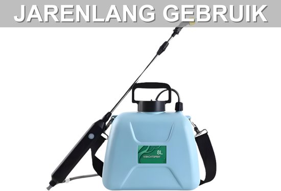 Elektrische drukspuit - Draagbare plantensproeier met spuitpistool en USB-oplaadbare accu - Blauw, 8 L tuinirrigatie en verneveling — afbeelding 5