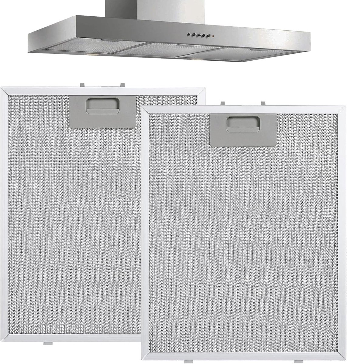 SnelShoppen 2 Stuks Afzuigkappen Metaalfilter 320x260mm Aluminium Filter met 5-Laags Weefsel voor Keukenafzuigkappen Zilver