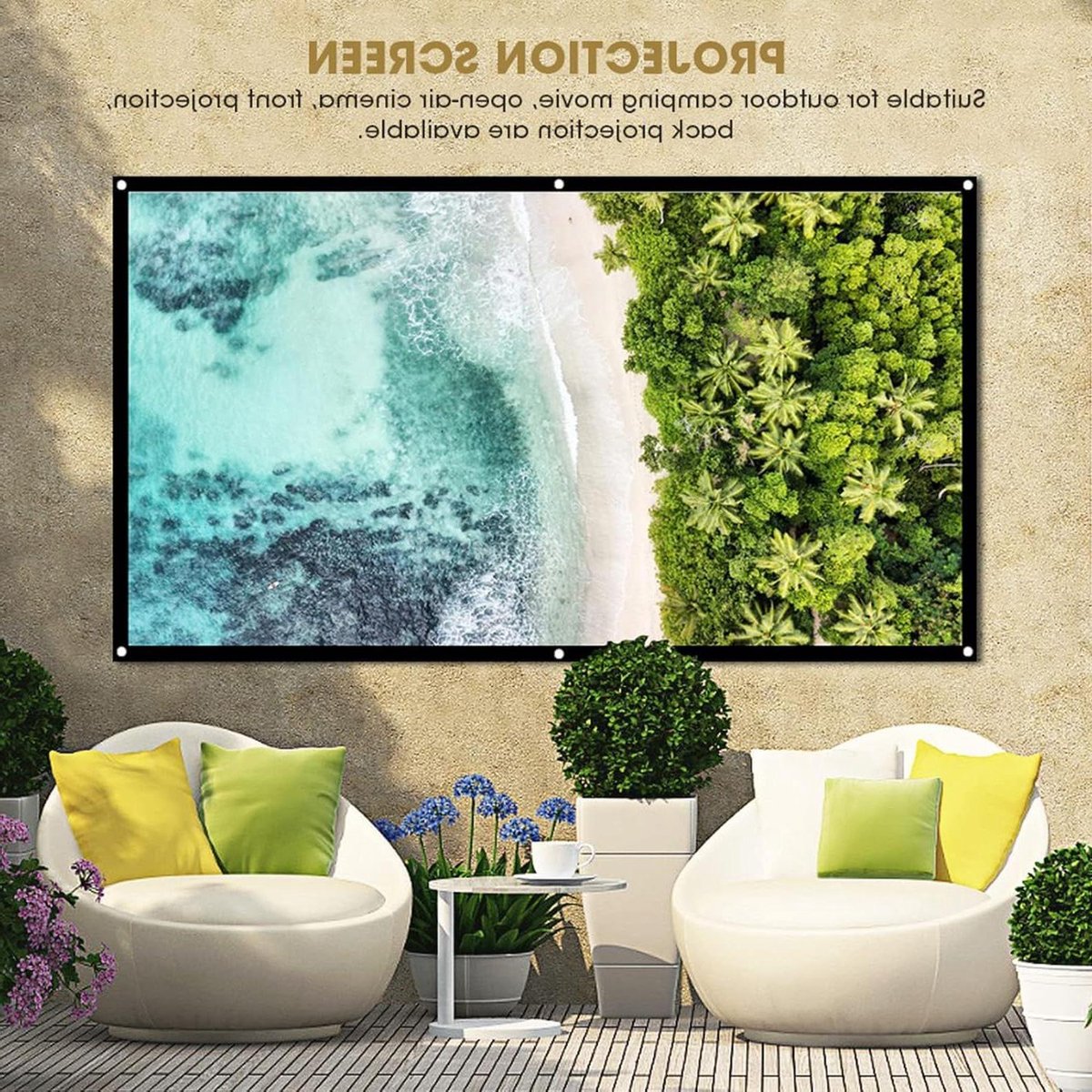 Projectiescherm - Beamerdoek Opvouwbaar - Thuisbioscoop Creëren - Kreukvrij Polyester - 100 Inch 16:9 - Wit