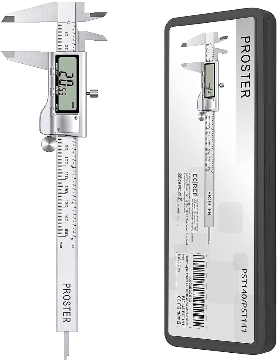 SnelShoppen - Digitale schuifmaat 150 mm/6 inch - Roestvrij staal - Elektronische schuifmaat - Breuken/duim/metrische conversie - Meetinstrument voor