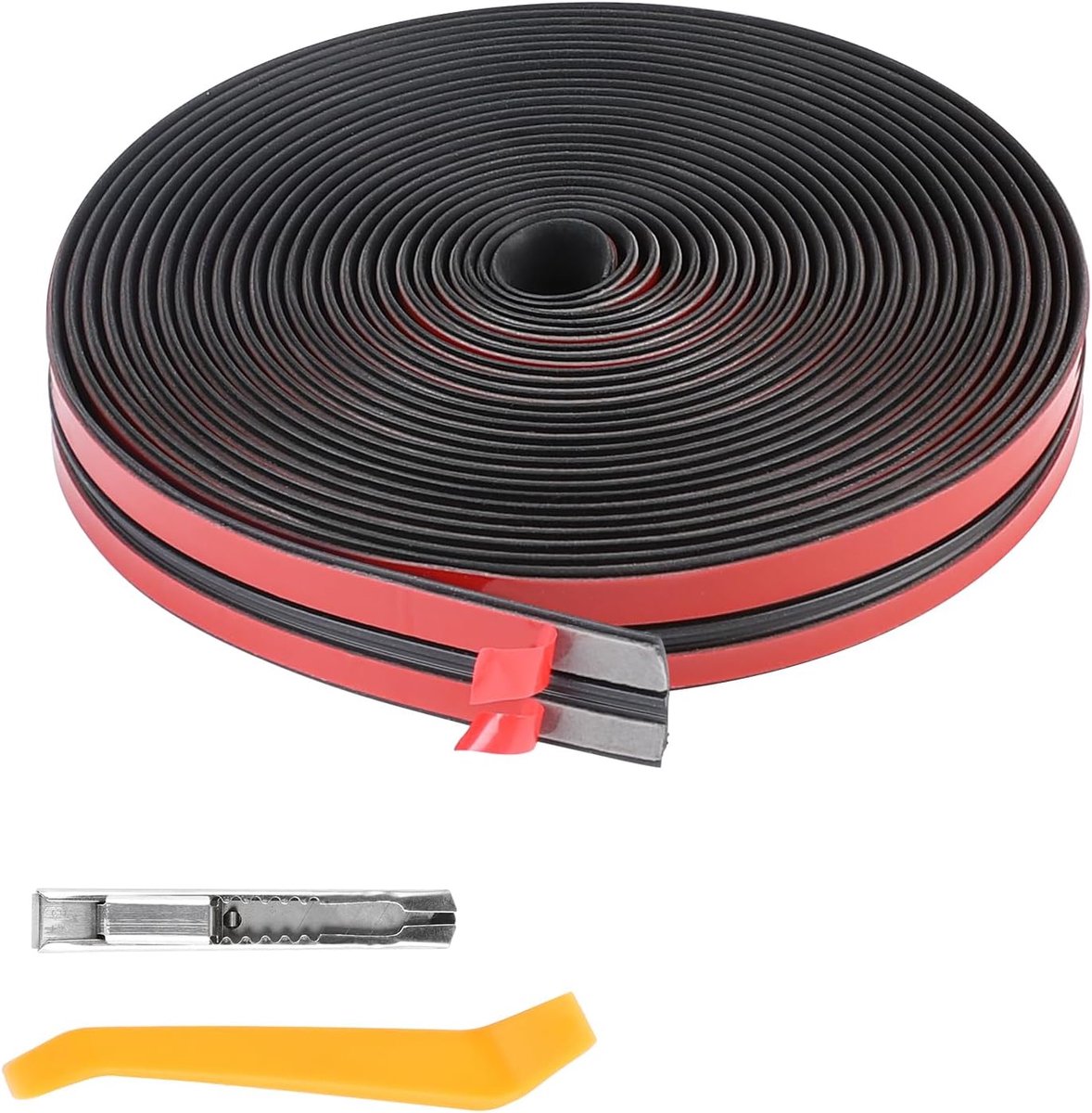 Afdichtingstape Waterdicht - T-Afdichting voor Auto's - 10 Meter - 19 mm Breed - EPDM-Rubber - Zelfklevend - Inclusief Lemmet en Schraper - Rubberen Afdichting