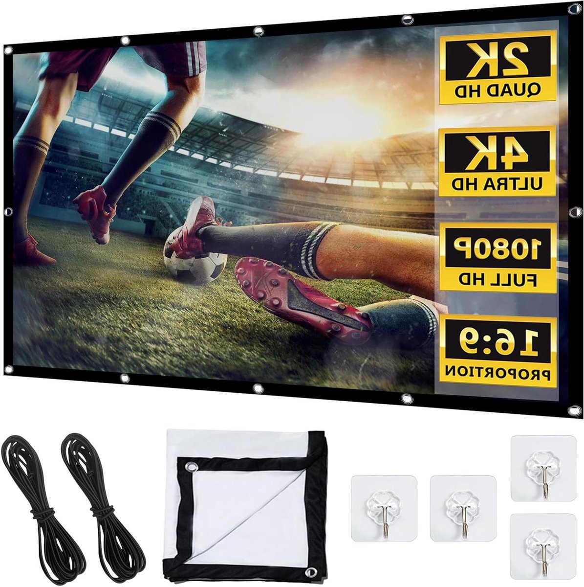 Projectiescherm - Beamerdoek HD - Filmavond Thuis - Kreukvrij Materiaal - 120 Inch 16:9 - Wit